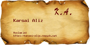 Karsai Aliz névjegykártya